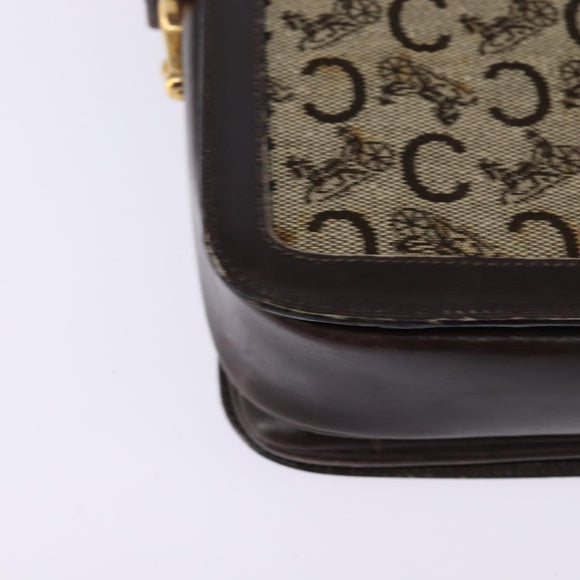 CELINE C Macadam Canvas Shoulder Bag Brown Gold Auth bs29657