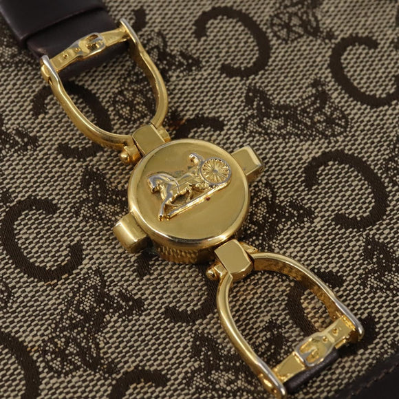 CELINE C Macadam Canvas Shoulder Bag Brown Gold Auth bs29657