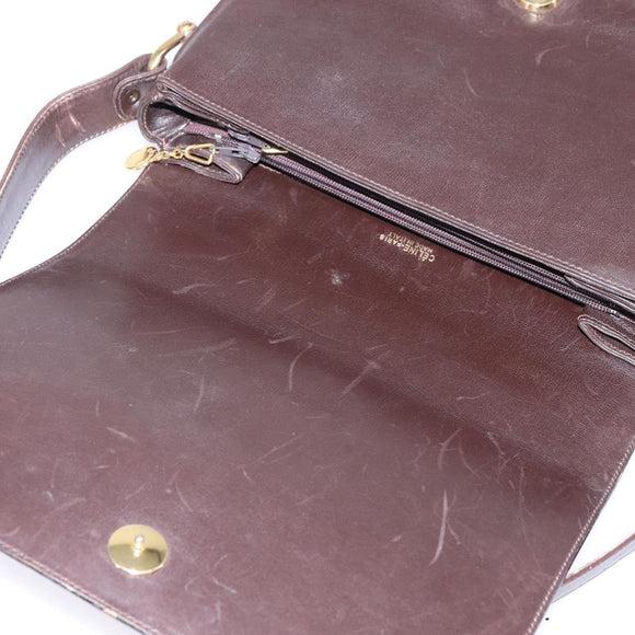 CELINE C Macadam Canvas Shoulder Bag Brown Gold Auth bs29657