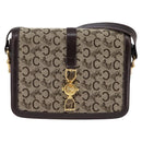 CELINE C Macadam Canvas Shoulder Bag Brown Gold Auth bs29657-13