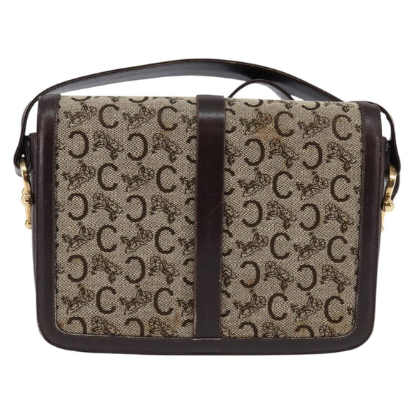 CELINE C Macadam Canvas Shoulder Bag Brown Gold Auth bs29657