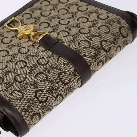 CELINE C Macadam Canvas Shoulder Bag Brown Gold Auth bs29657