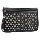 Jimmy Choo Star Studs Clutch Bag Leather Black Silver Auth bs29658-1