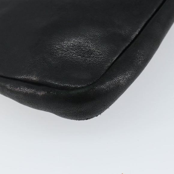 Jimmy Choo Star Studs Clutch Bag Leather Black Silver Auth bs29658