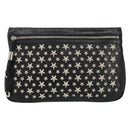 Jimmy Choo Star Studs Clutch Bag Leather Black Silver Auth bs29658-13