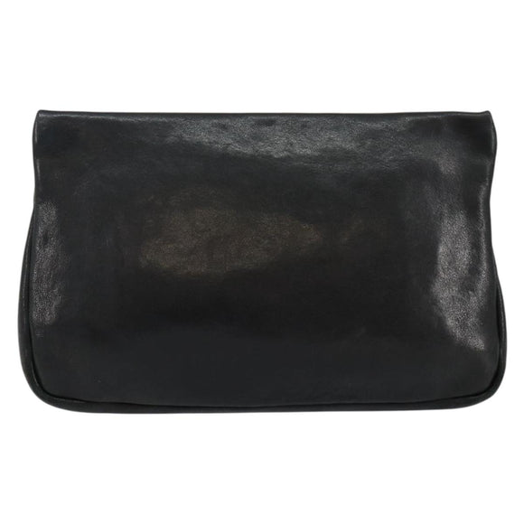 Jimmy Choo Star Studs Clutch Bag Leather Black Silver Auth bs29658