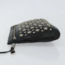 Jimmy Choo Star Studs Clutch Bag Leather Black Silver Auth bs29658-4