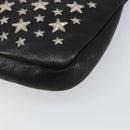Jimmy Choo Star Studs Clutch Bag Leather Black Silver Auth bs29658-7