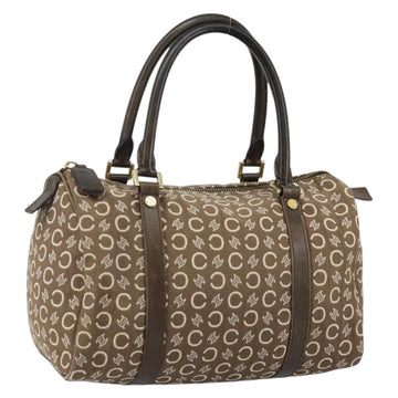 CELINE C Macadam Canvas Mini Boston Bag Brown Gold Auth bs29659