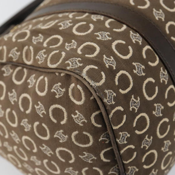 CELINE C Macadam Canvas Mini Boston Bag Brown Gold Auth bs29659