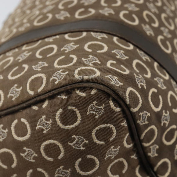 CELINE C Macadam Canvas Mini Boston Bag Brown Gold Auth bs29659