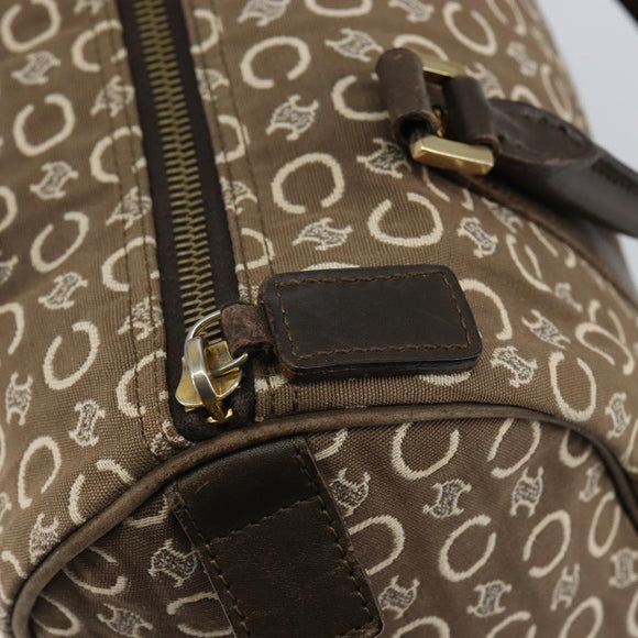 CELINE C Macadam Canvas Mini Boston Bag Brown Gold Auth bs29659