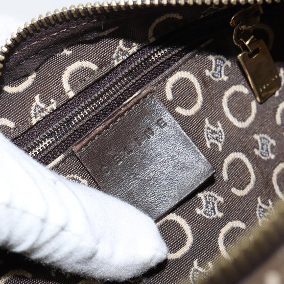 CELINE C Macadam Canvas Mini Boston Bag Brown Gold Auth bs29659