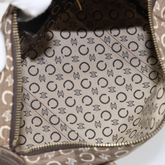 CELINE C Macadam Canvas Mini Boston Bag Brown Gold Auth bs29659