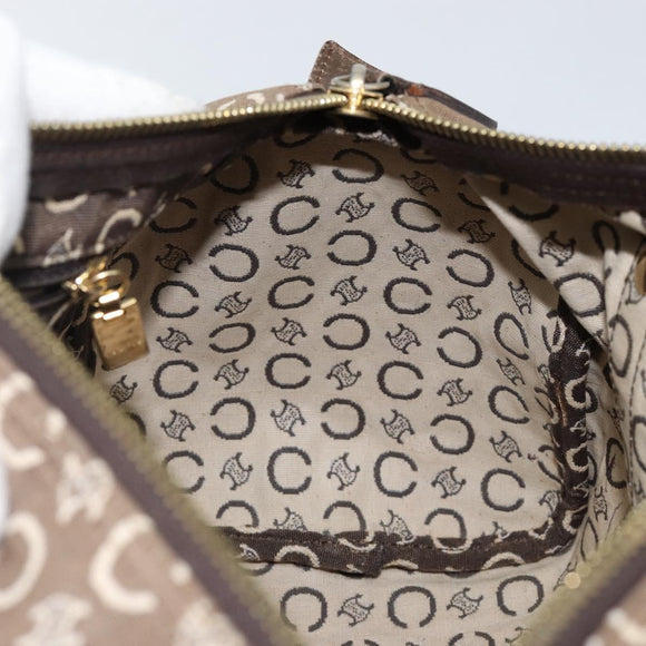 CELINE C Macadam Canvas Mini Boston Bag Brown Gold Auth bs29659