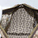 CELINE C Macadam Canvas Mini Boston Bag Brown Gold Auth bs29659-19