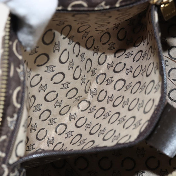 CELINE C Macadam Canvas Mini Boston Bag Brown Gold Auth bs29659