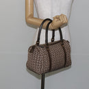 CELINE C Macadam Canvas Mini Boston Bag Brown Gold Auth bs29659-21