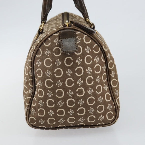 CELINE C Macadam Canvas Mini Boston Bag Brown Gold Auth bs29659