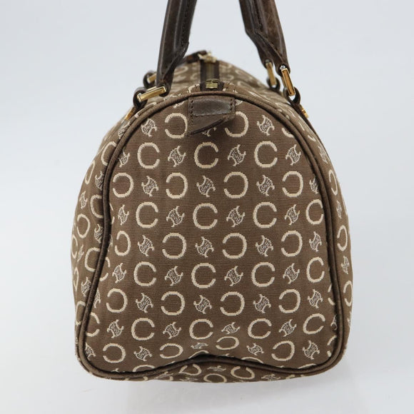 CELINE C Macadam Canvas Mini Boston Bag Brown Gold Auth bs29659