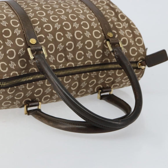CELINE C Macadam Canvas Mini Boston Bag Brown Gold Auth bs29659