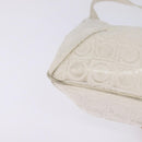 Salvatore Ferragamo Gancini Hand Bag Patent leather 2way White Gold Auth bs29662-12