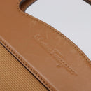 Salvatore Ferragamo Gancini Hand Bag Patent leather 2way White Gold Auth bs29662-16