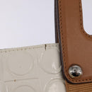 Salvatore Ferragamo Gancini Hand Bag Patent leather 2way White Gold Auth bs29662-17