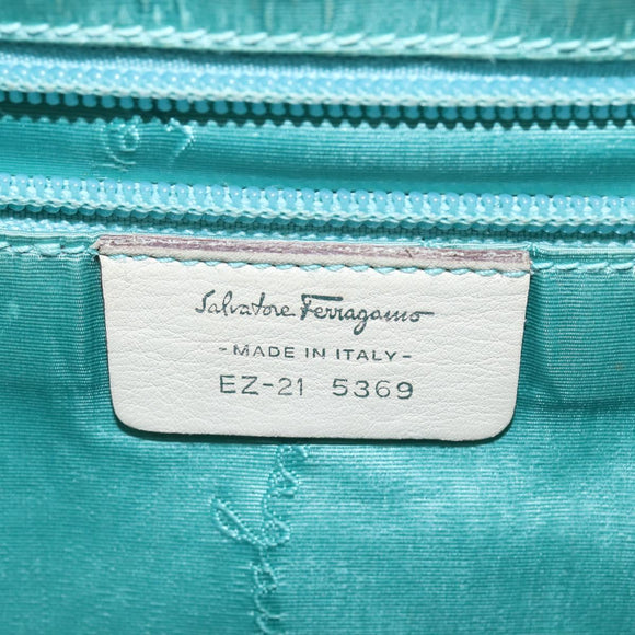 Salvatore Ferragamo Gancini Hand Bag Patent leather 2way White Gold Auth bs29662