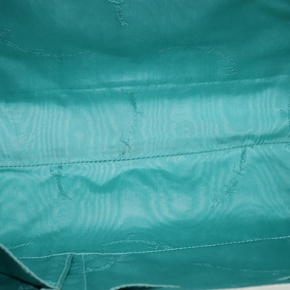 Salvatore Ferragamo Gancini Hand Bag Patent leather 2way White Gold Auth bs29662