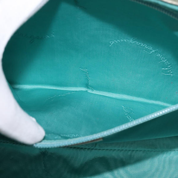 Salvatore Ferragamo Gancini Hand Bag Patent leather 2way White Gold Auth bs29662