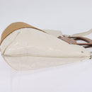 Salvatore Ferragamo Gancini Hand Bag Patent leather 2way White Gold Auth bs29662-5