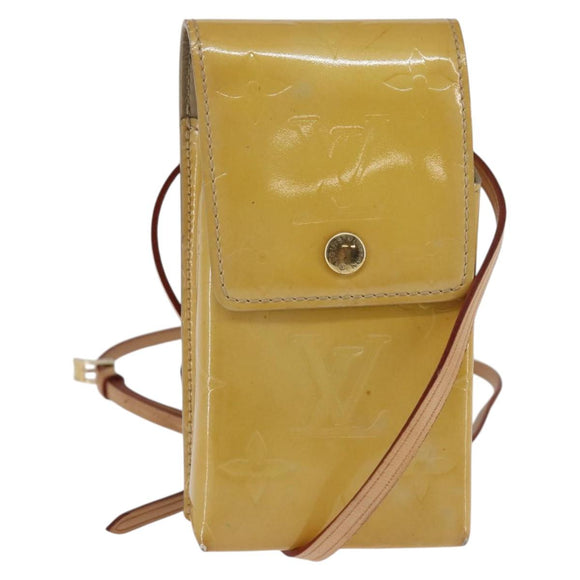 LOUIS VUITTON Monogram Vernis Green Cigarette Case Beige M91048 LV Auth bs29664