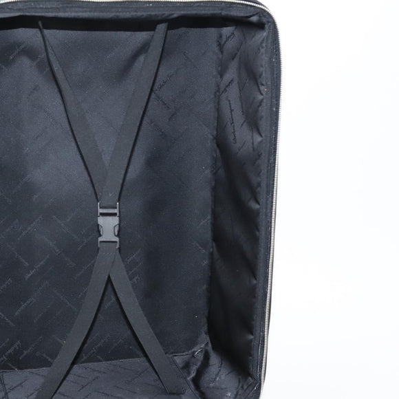 Salvatore Ferragamo Suitcase Canvas Black Silver Auth bs29676