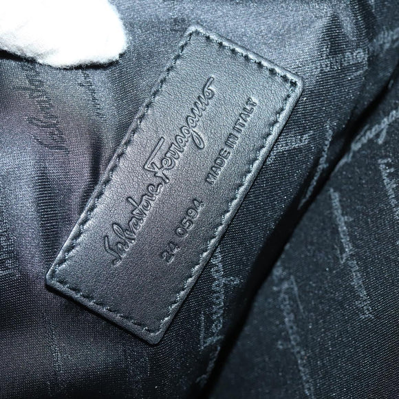 Salvatore Ferragamo Suitcase Canvas Black Silver Auth bs29676