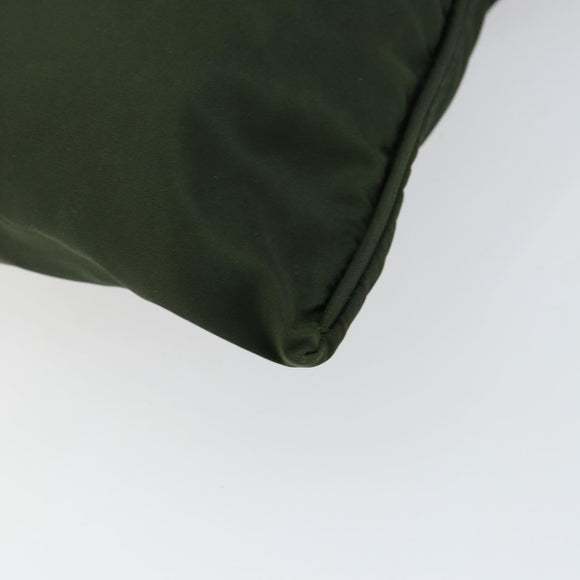 PRADA Shoulder Bag Nylon Khaki Silver Auth bs29677