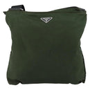 PRADA Shoulder Bag Nylon Khaki Silver Auth bs29677-13