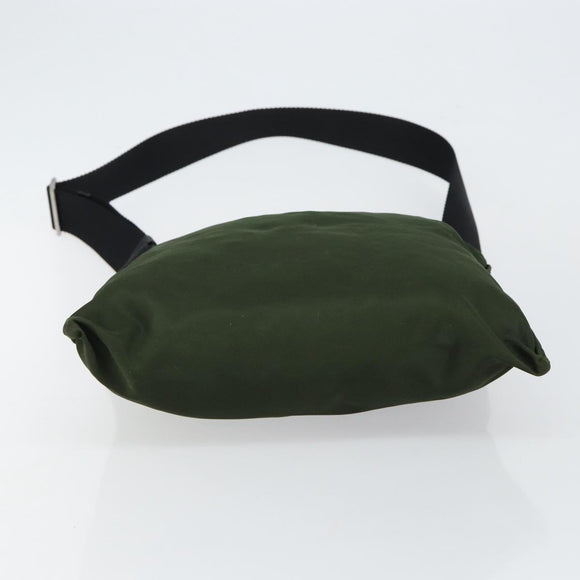 PRADA Shoulder Bag Nylon Khaki Silver Auth bs29677