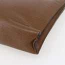 VALENTINO Clutch Bag Leather Brown Silver Auth bs29681-15