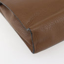 VALENTINO Clutch Bag Leather Brown Silver Auth bs29681-16