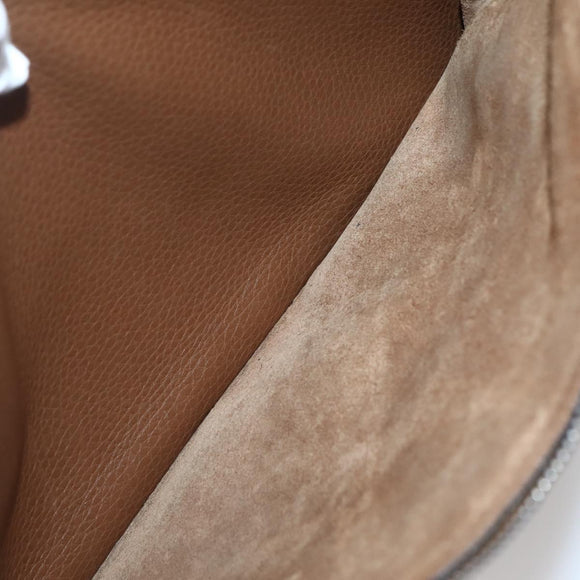 VALENTINO Clutch Bag Leather Brown Silver Auth bs29681