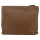 VALENTINO Clutch Bag Leather Brown Silver Auth bs29681-2