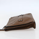 VALENTINO Clutch Bag Leather Brown Silver Auth bs29681-3