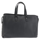 VALENTINO Business Bag Leather Gray Silver Auth bs29682-1