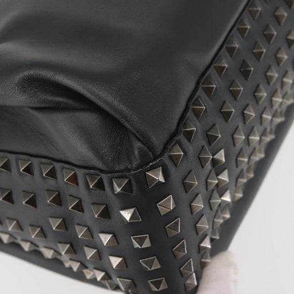 VALENTINO Business Bag Leather Gray Silver Auth bs29682