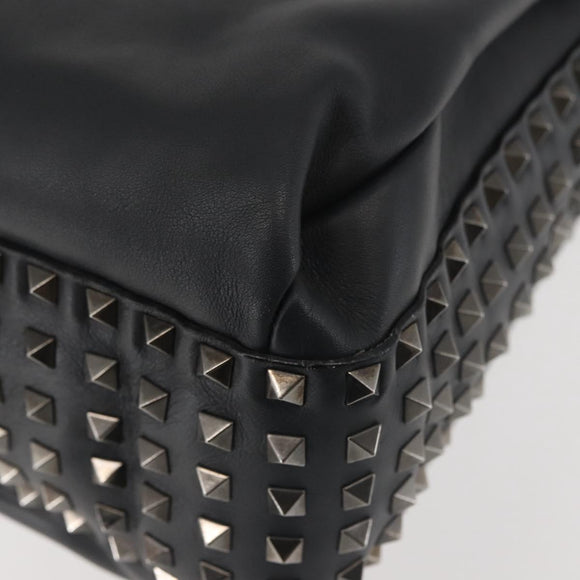 VALENTINO Business Bag Leather Gray Silver Auth bs29682