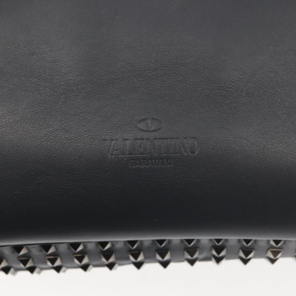 VALENTINO Business Bag Leather Gray Silver Auth bs29682