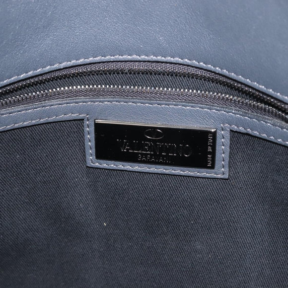 VALENTINO Business Bag Leather Gray Silver Auth bs29682