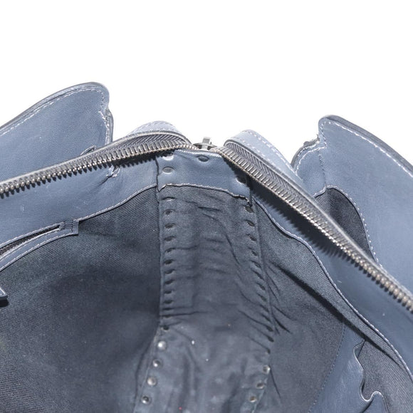 VALENTINO Business Bag Leather Gray Silver Auth bs29682