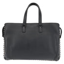 VALENTINO Business Bag Leather Gray Silver Auth bs29682-2